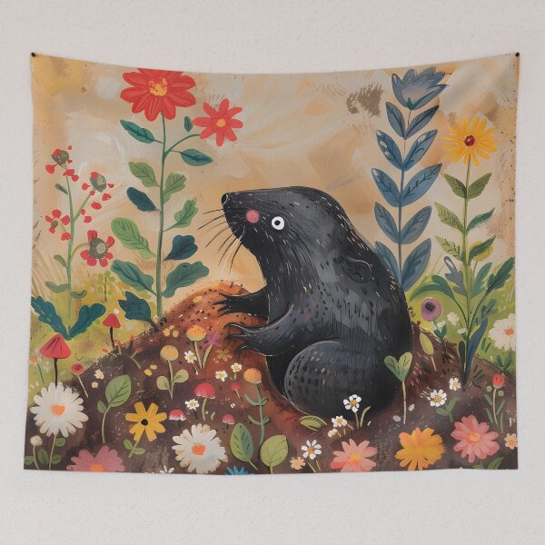 Item preview, Cute mole in the garden with flowers designed and sold by Folksy Living.