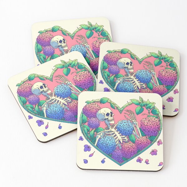 Item preview, Happy Skeleton Hydrangea Flowers Drawing Illustration Skeletal Death designed and sold by CoffeeIsATrip.