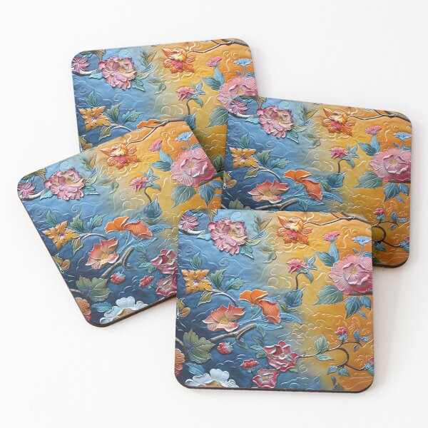 Item preview, Leather embossed floral Chinoiserie print designed and sold by dcrc.