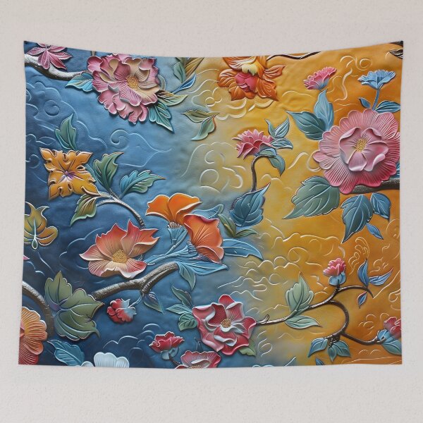 Item preview, Leather embossed floral Chinoiserie print designed and sold by dcrc.