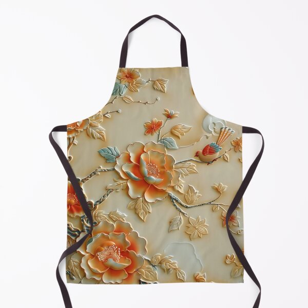 Item preview, leather embossed floral chinoiserie print designed and sold by dcrc.