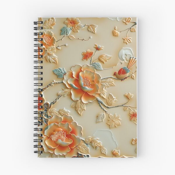 Item preview, leather embossed floral chinoiserie print designed and sold by dcrc.