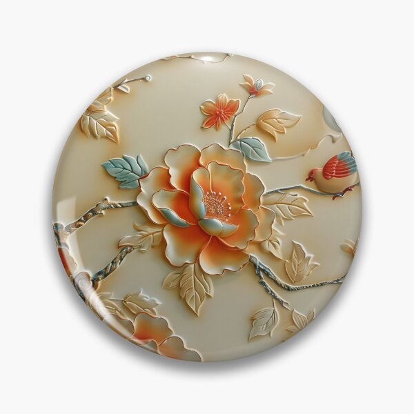 Item preview, leather embossed floral chinoiserie print designed and sold by dcrc.