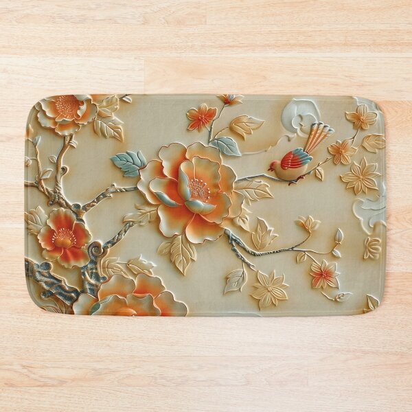 Item preview, leather embossed floral chinoiserie print designed and sold by dcrc.
