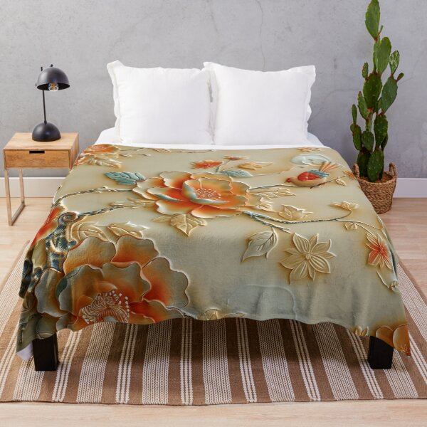Item preview, leather embossed floral chinoiserie print designed and sold by dcrc.