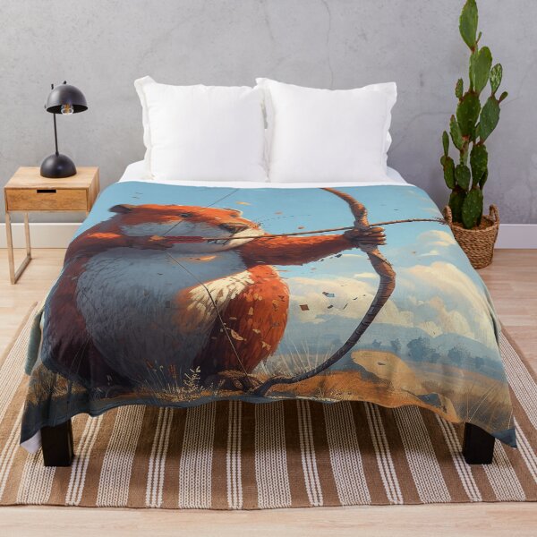 Item preview, Beaver practising arrow shot with the long bow on the beautyful countryside designed and sold by EpicFantasy.