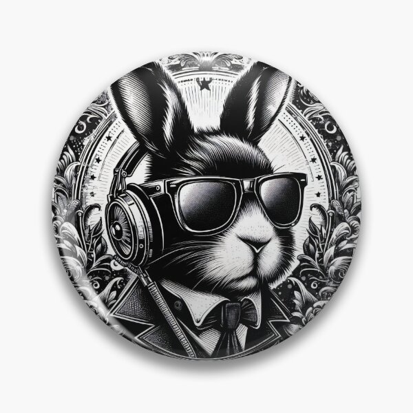 Item preview, rabbit wearing headphones designed and sold by Mechanical-Artt.