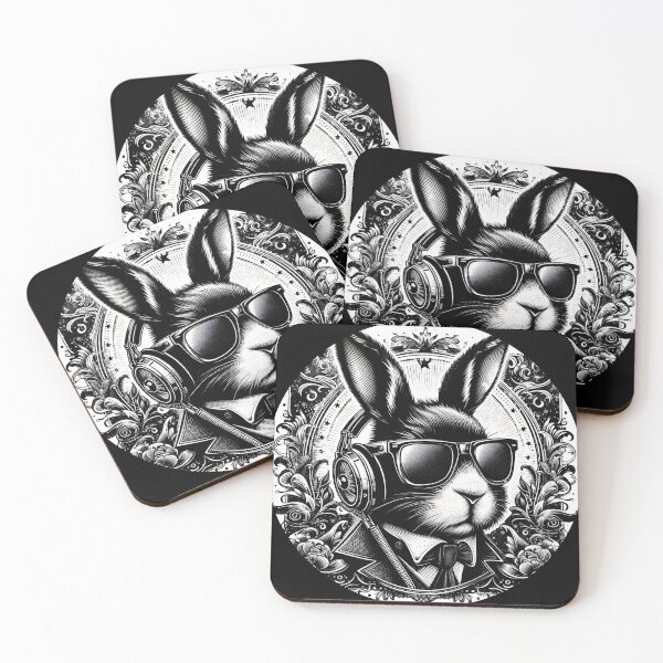 Item preview, rabbit wearing headphones designed and sold by Mechanical-Artt.
