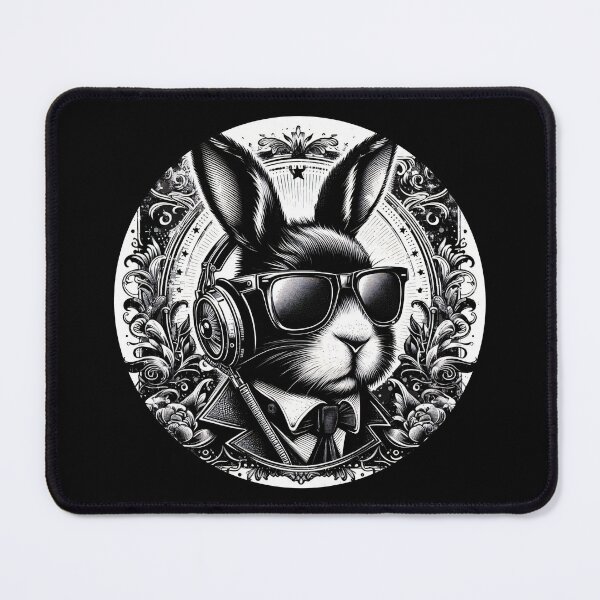Item preview, rabbit wearing headphones designed and sold by Mechanical-Artt.