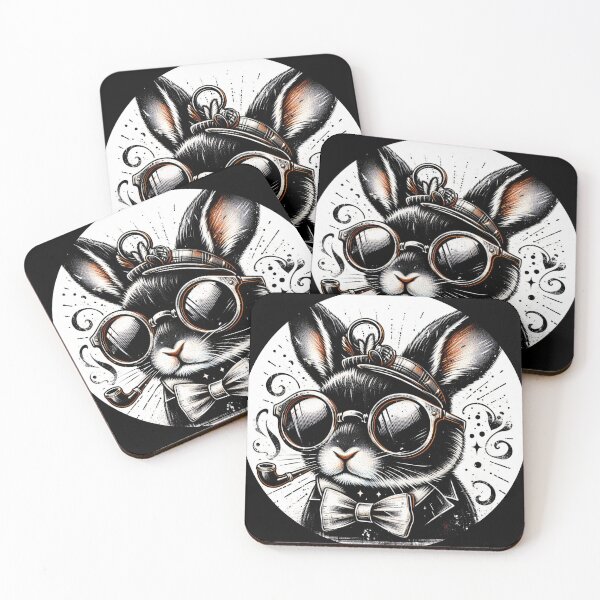 Item preview, rabbit wearing glasses and a hat designed and sold by Mechanical-Artt.