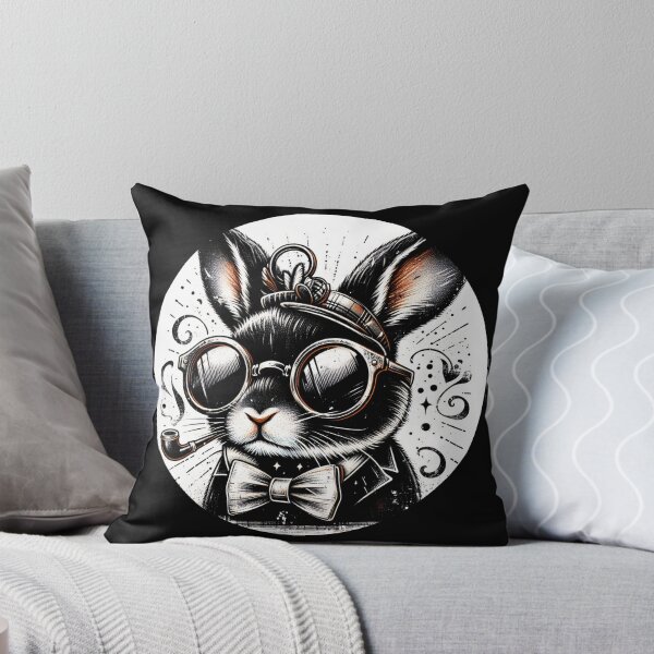 Item preview, rabbit wearing glasses and a hat designed and sold by Mechanical-Artt.