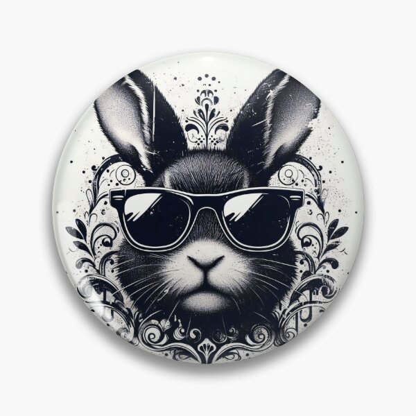 Item preview, black and white rabbit wearing sunglasses designed and sold by Mechanical-Artt.