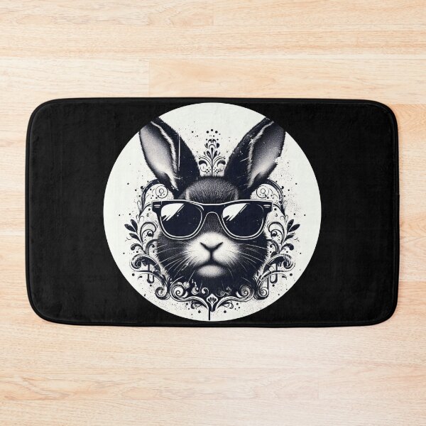 Item preview, black and white rabbit wearing sunglasses designed and sold by Mechanical-Artt.