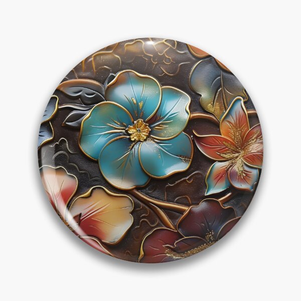 Item preview, leather embossed floral chinoiserie print designed and sold by dcrc.