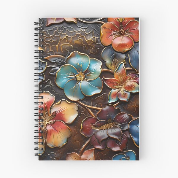 Item preview, leather embossed floral chinoiserie print designed and sold by dcrc.