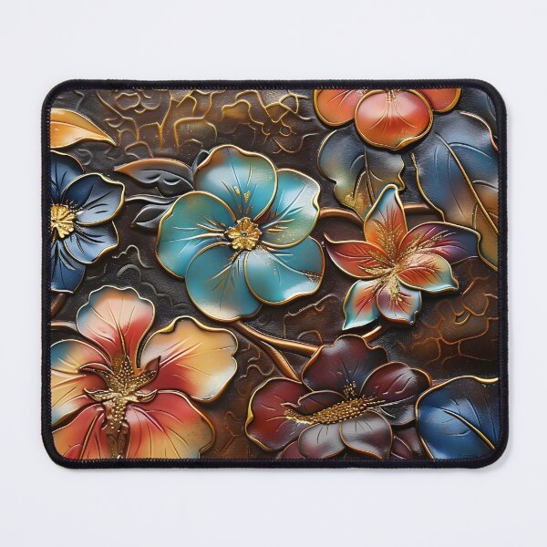 Item preview, leather embossed floral chinoiserie print designed and sold by dcrc.