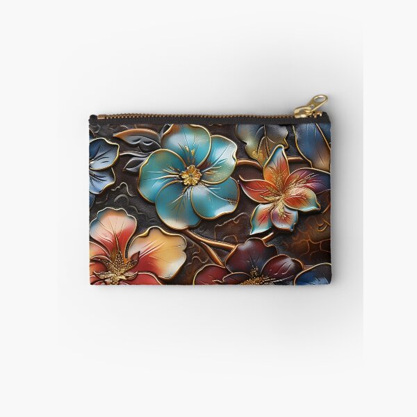 Item preview, leather embossed floral chinoiserie print designed and sold by dcrc.