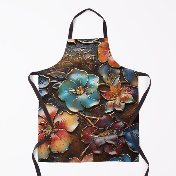 Item preview, leather embossed floral chinoiserie print designed and sold by dcrc.