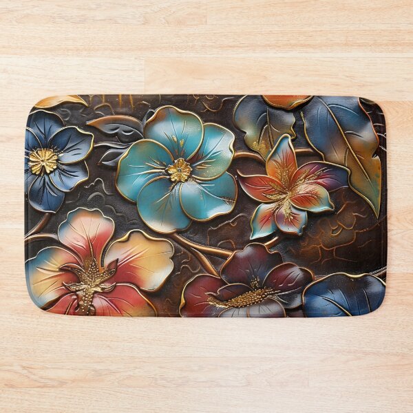 Item preview, leather embossed floral chinoiserie print designed and sold by dcrc.