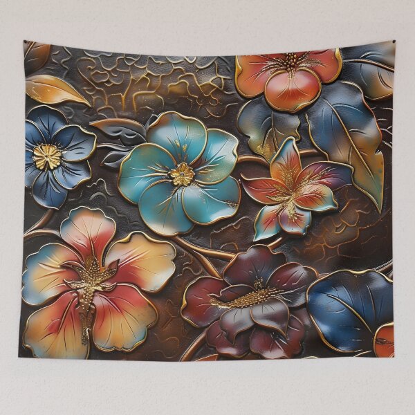 Item preview, leather embossed floral chinoiserie print designed and sold by dcrc.