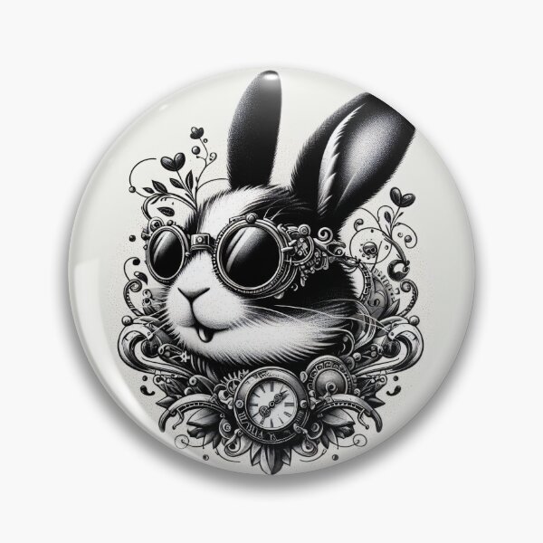 Item preview, rabbit wearing sunglasses and a clock designed and sold by Mechanical-Artt.