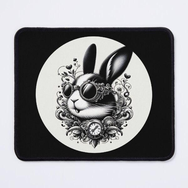 Item preview, rabbit wearing sunglasses and a clock designed and sold by Mechanical-Artt.