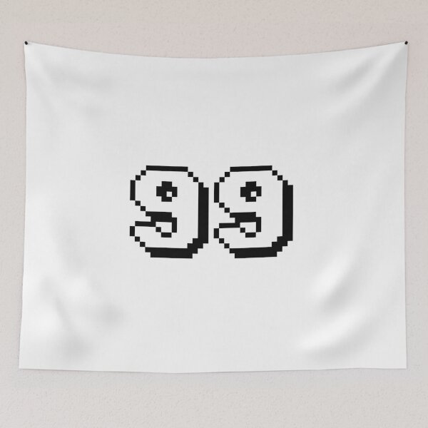 Item preview, 99, ninety-nine, white, retro video game, 1 up! designed and sold by Numbers-Art.