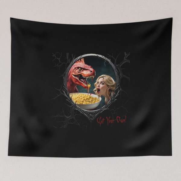 Item preview, Macaroni & Cheese & a greedy dinosaur designed and sold by FatCatStudios.