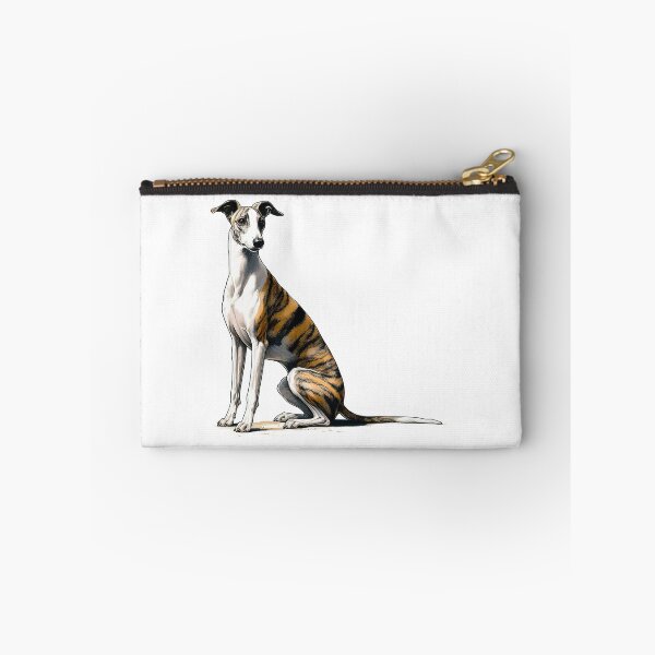 Item preview, Pen And Ink, Brindle Whippet With Long Tail Sitting And Staring designed and sold by EdgyEdgeArt.