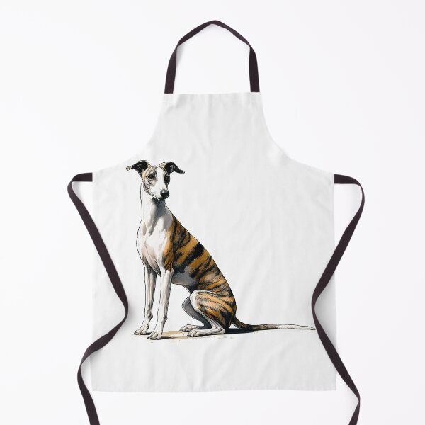 Item preview, Pen And Ink, Brindle Whippet With Long Tail Sitting And Staring designed and sold by EdgyEdgeArt.