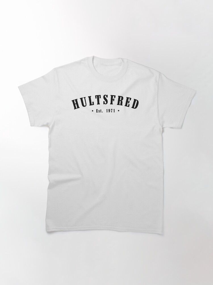 Thumbnail 3 of 7, Classic T-Shirt, Hultsfred Kalmar County Sweden Est. 1971 Black Letter Sverige designed and sold by establishedwear.