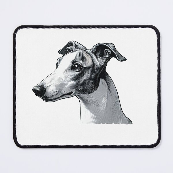 Item preview, Monochrome, Pen And Ink, Whippet Head Drawing designed and sold by EdgyEdgeArt.