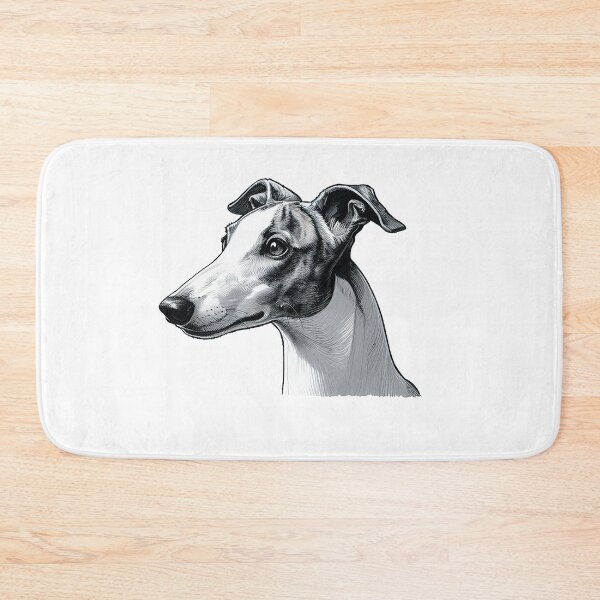 Item preview, Monochrome, Pen And Ink, Whippet Head Drawing designed and sold by EdgyEdgeArt.