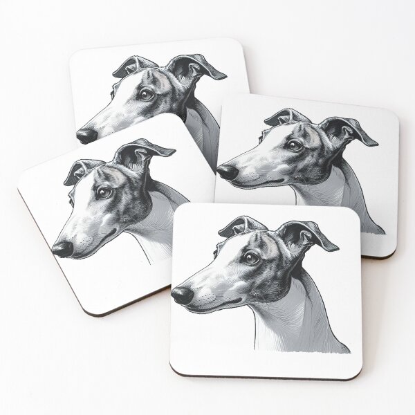 Item preview, Monochrome, Pen And Ink, Whippet Head Drawing designed and sold by EdgyEdgeArt.
