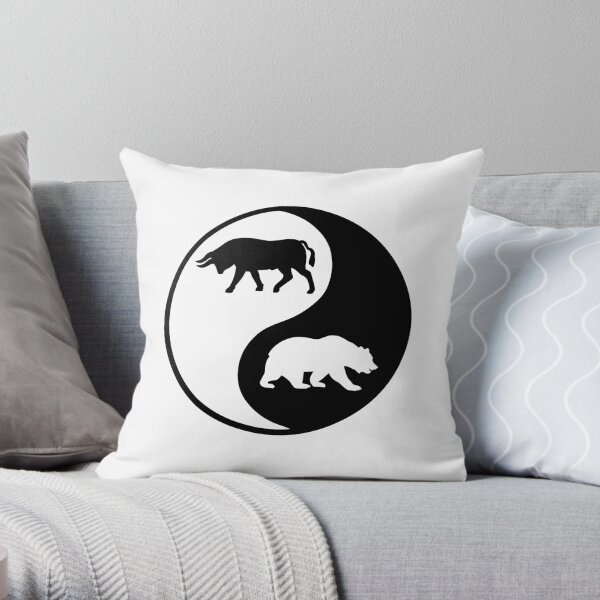 CJ Merch Bear and Bull Stock Market Throw Pillow Multicolor 18x18 CJ Merch Bear and Bull Stock Market Throw Pillow Multicolor 18x18