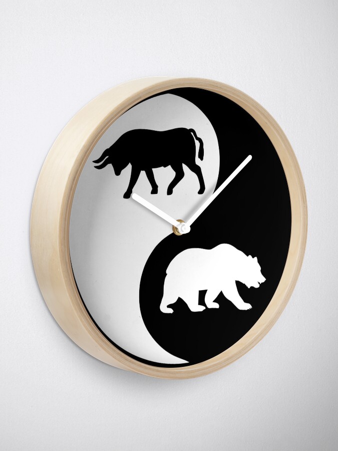 Alternate view of Trader Bull Bullish Bear Bearish Wall Street Stock Market Clock