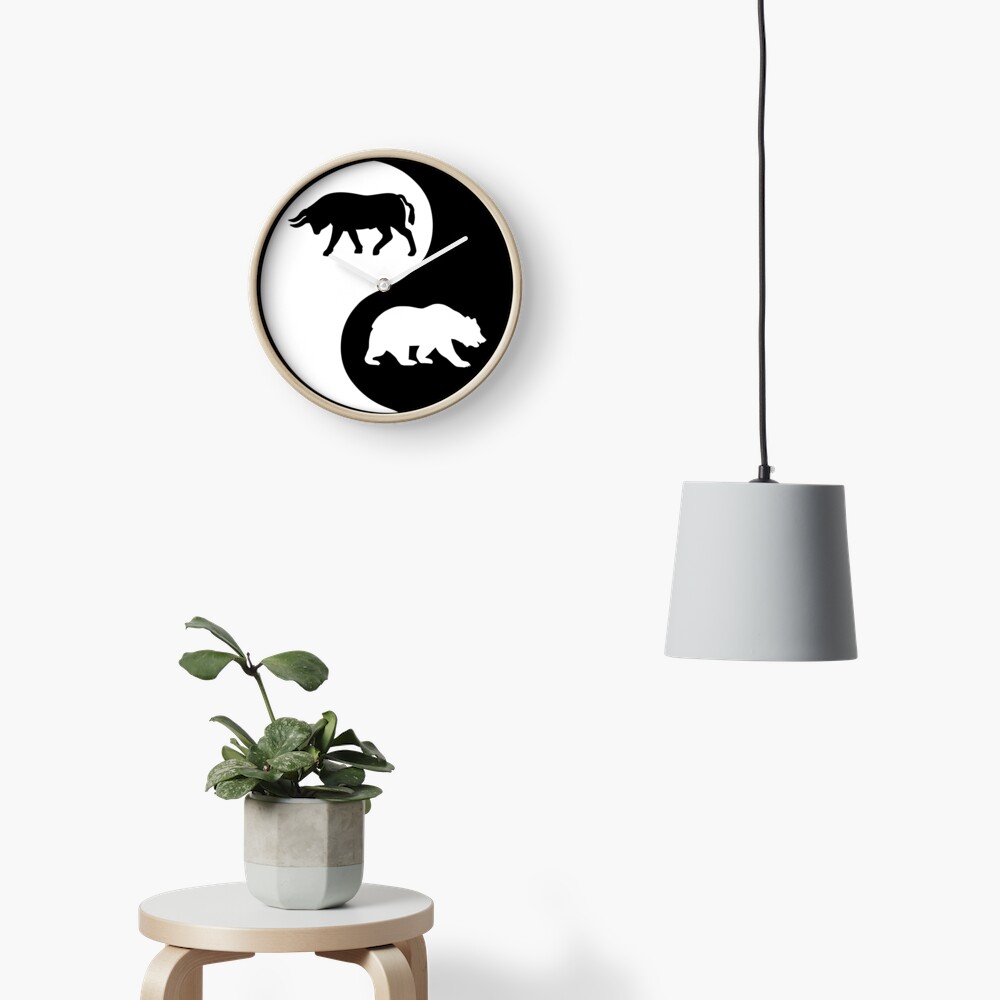 Trader Bull Bullish Bear Bearish Wall Street Stock Market Clock