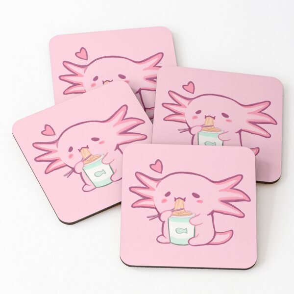 Item preview, cute axolotl eats instant ramen designed and sold by pawprintstudio.shop.