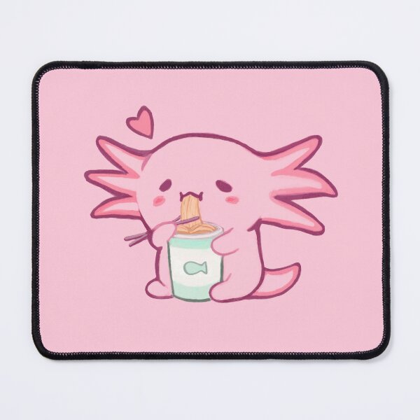 Item preview, cute axolotl eats instant ramen designed and sold by pawprintstudio.shop.