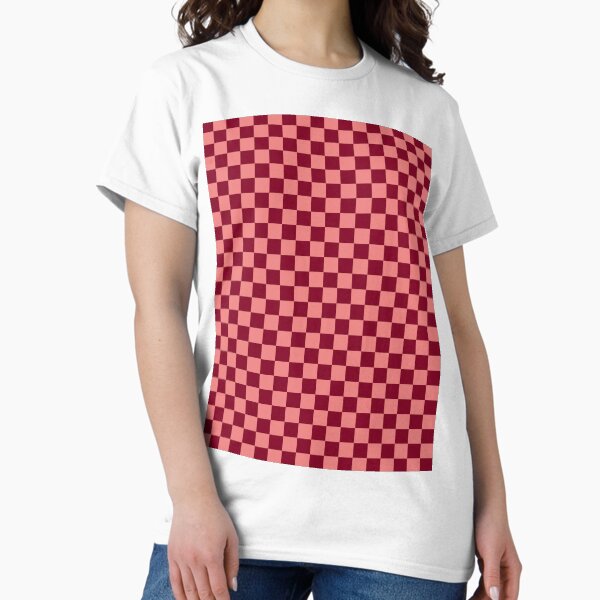Item preview, Coral Pink and Burgundy Red Checkerboard designed and sold by ColorsPatterns.