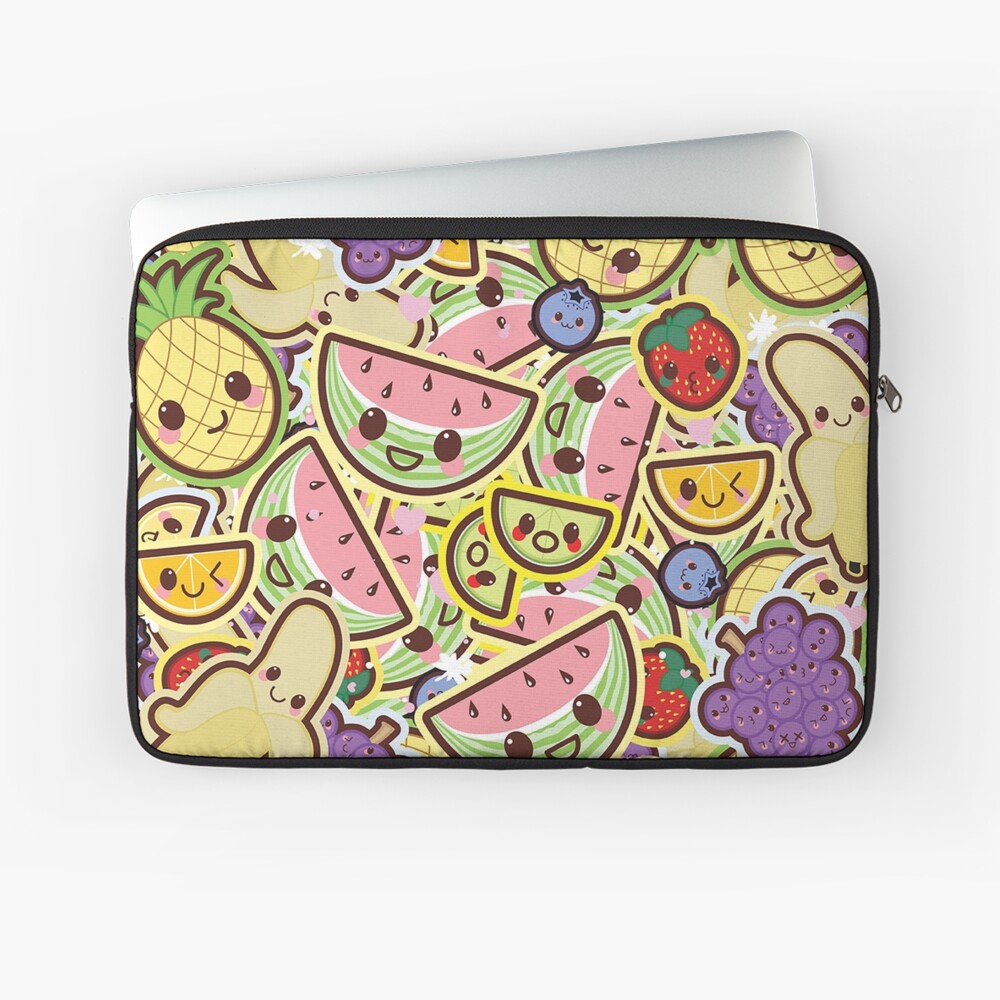 kawaii fruit salad cute design wallpaper laptop sleeve by susurrationstud redbubble redbubble