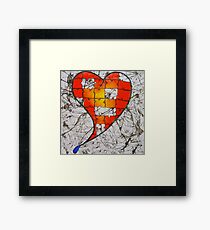 Puzzle Piece Heart - black background Framed Print