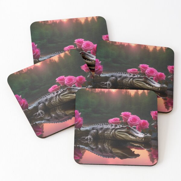 Item preview, The Crocodile with Pink Roses designed and sold by JZDezignsz.