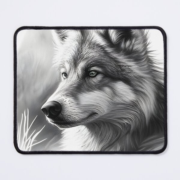 Item preview, Black and white Wolf pencil drawing designed and sold by Pencil-Art.