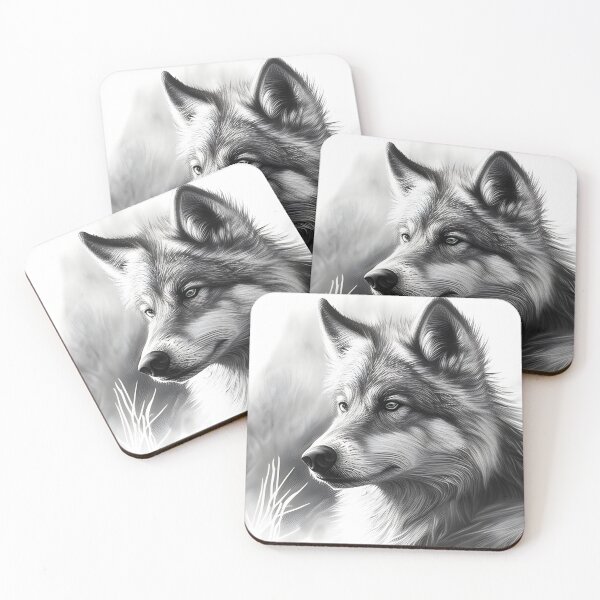 Item preview, Black and white Wolf pencil drawing  designed and sold by Pencil-Art.