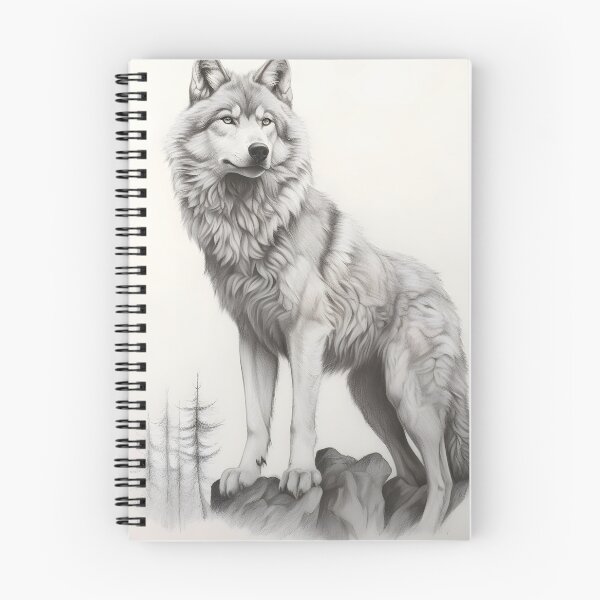 Item preview, Black and white Wolf pencil drawing  designed and sold by Pencil-Art.
