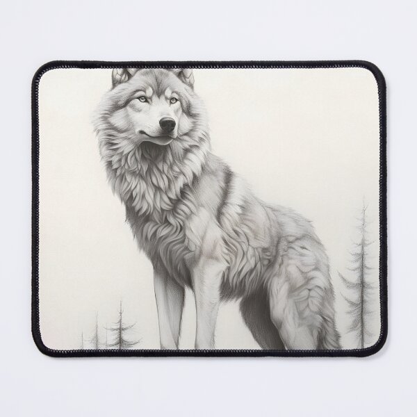 Item preview, Black and white Wolf pencil drawing  designed and sold by Pencil-Art.