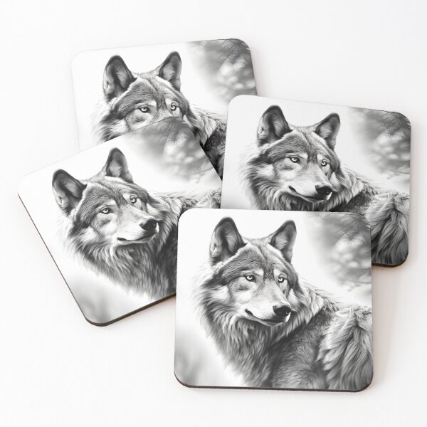 Item preview, Black and white Wolf pencil drawing  designed and sold by Pencil-Art.