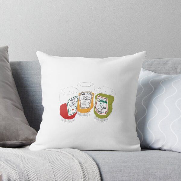 Aperçu de l'œuvre Trio de condiments : ketchup, moutarde, illustration de bouteille de relish créée et vendue par Rollingpeach.