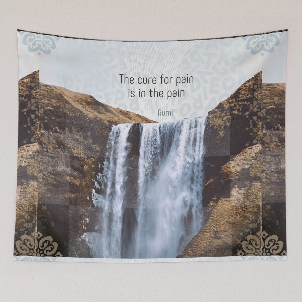 Item preview, cure for pain is in the pain, Rumi, Sufi, poster, gift card, artboard print, Hardcover Journals, iPhone Cases & Skins, Wallet, Scarves, Canvas Print, Framed Art Print, Photographic, Metal Print, designed and sold by SpiralStairShop.